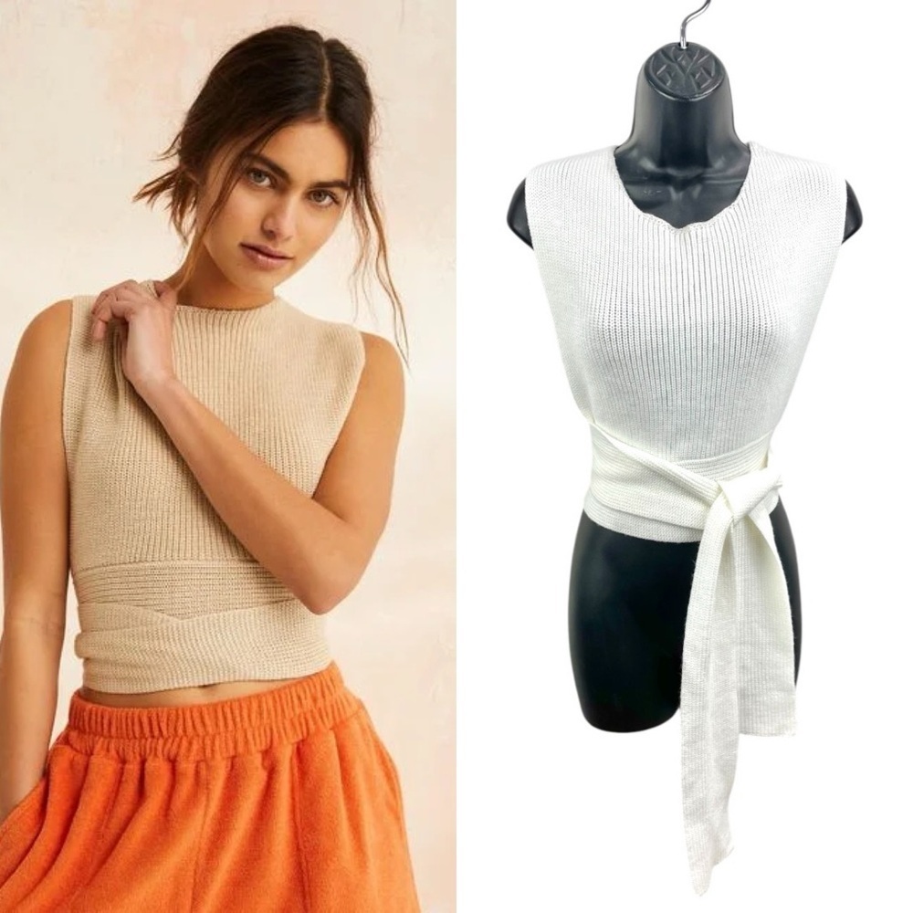 Free People Beach Orchid Convertible Open-Back Sweater Tank Size XS in Off White